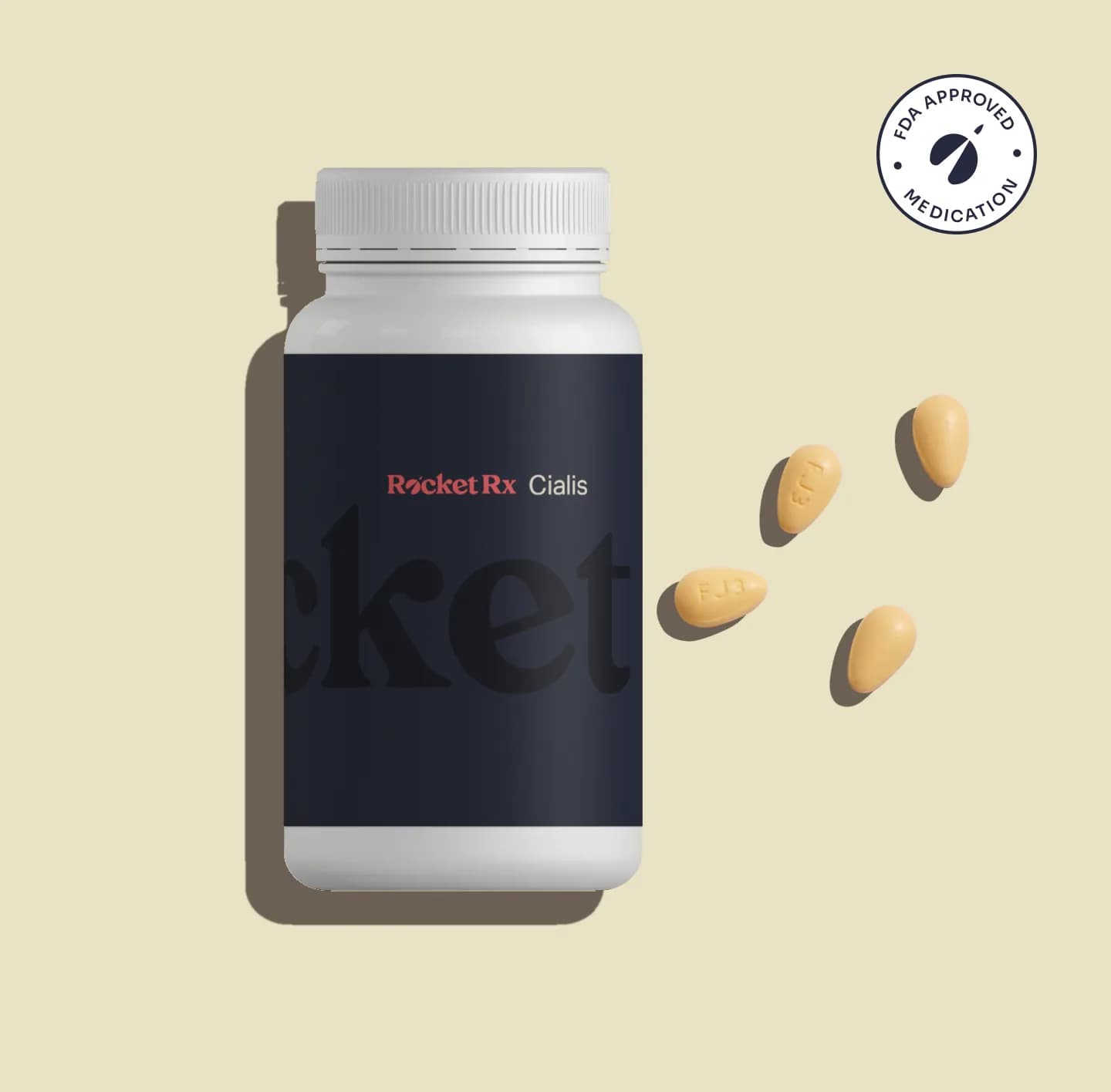 A bottle of Cialis tablets