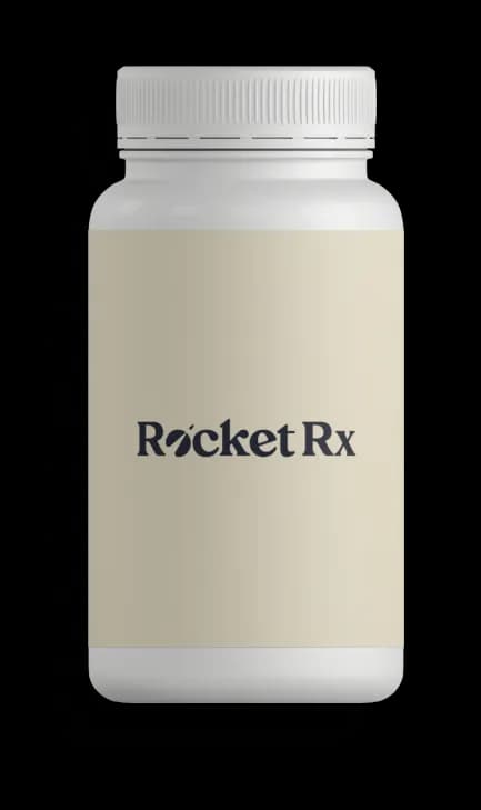 A bottle of Finasteride with RocketRX branding