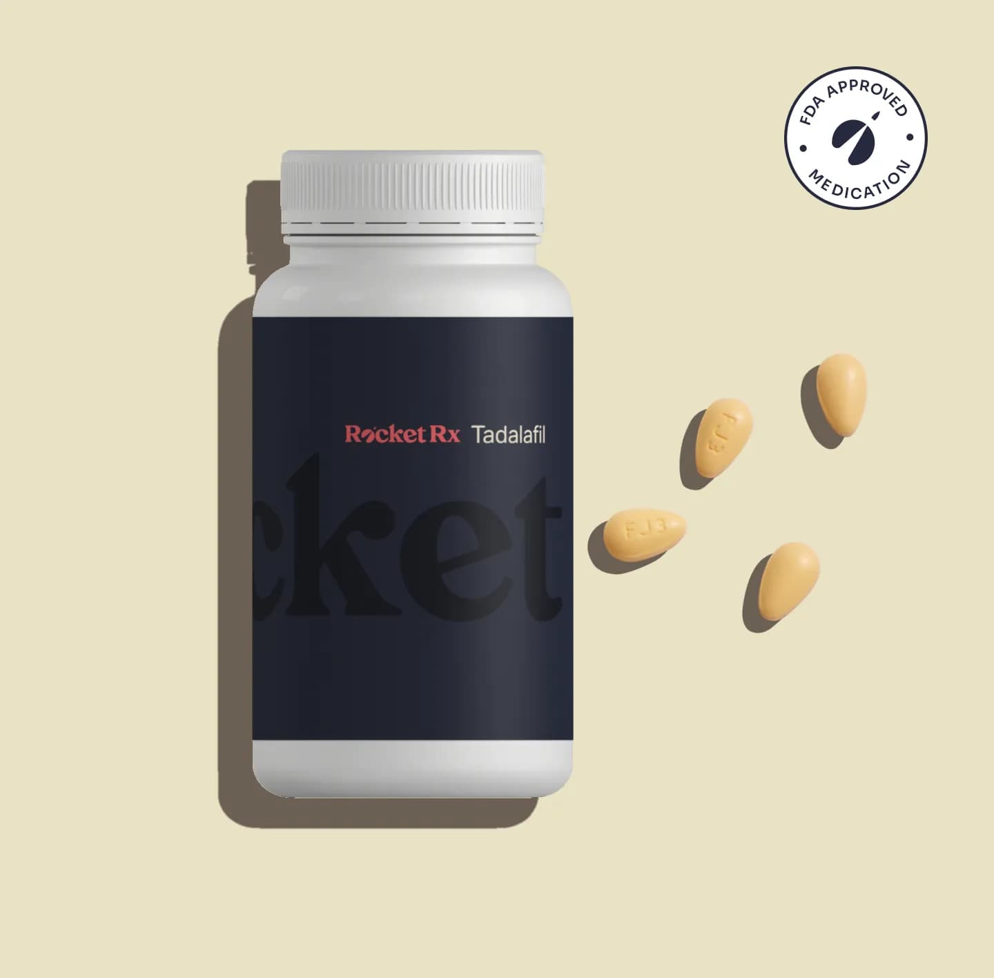 A bottle of Tadalafil tablets