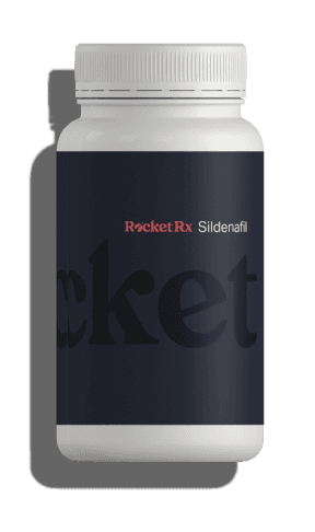 A bottle of Sildenafil with RocketRX branding