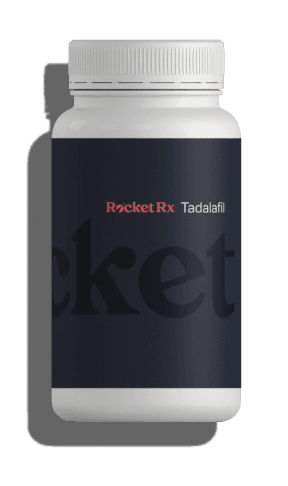 A bottle of Tadalafil with RocketRX branding